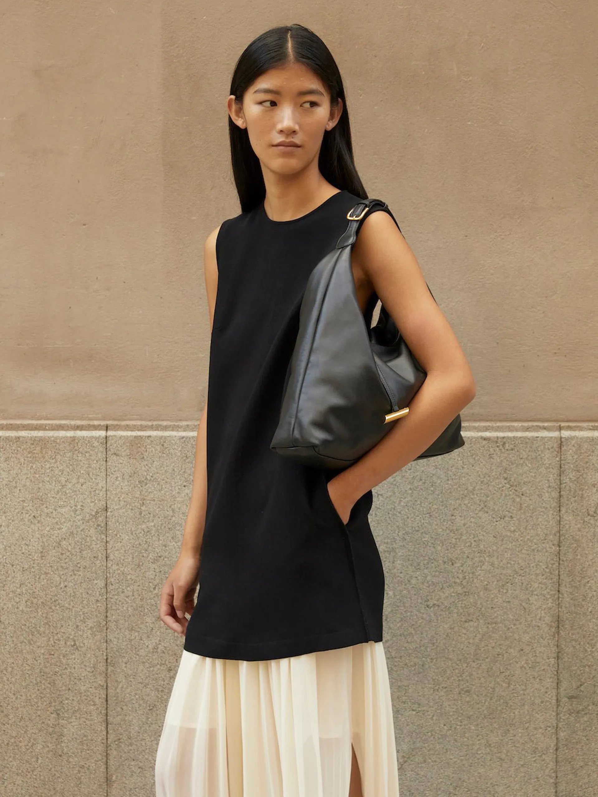 Black pillow hobo bag