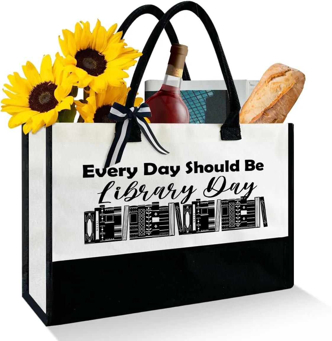 Book Lover Tote Bag Gifts for Women, Bookish Reader Gifts for Women Friends Librarians, Christmas Birthday Gifts for Book Lover Bookworm Book Nerd, Everyday Should Be Library Day