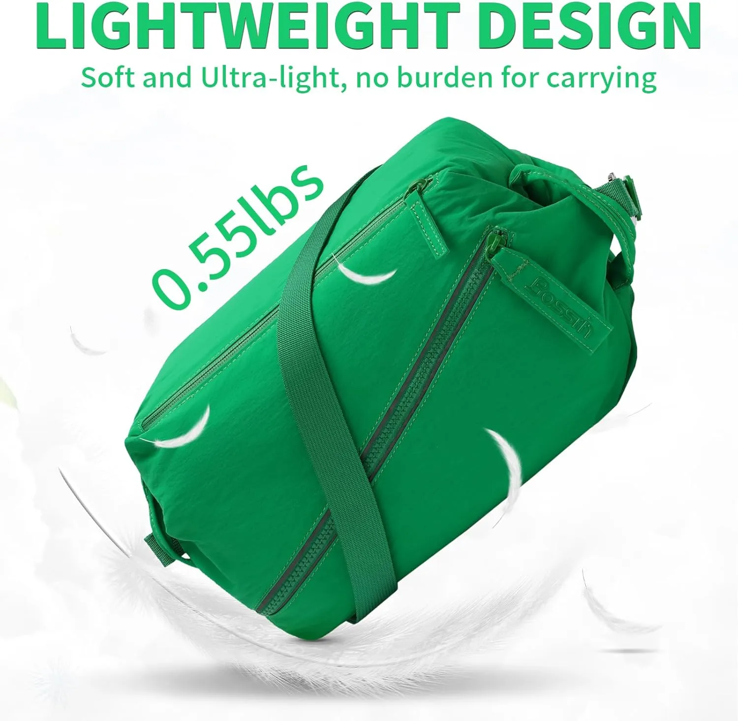 BOSSTIN Small Gym Bag for Women Men, Small Duffle Bag Crossbody Bags for Women, Lightweight Compact Sports Bag for Gym Work Fitness Travel, 3 in 1 Workout Bag-Green