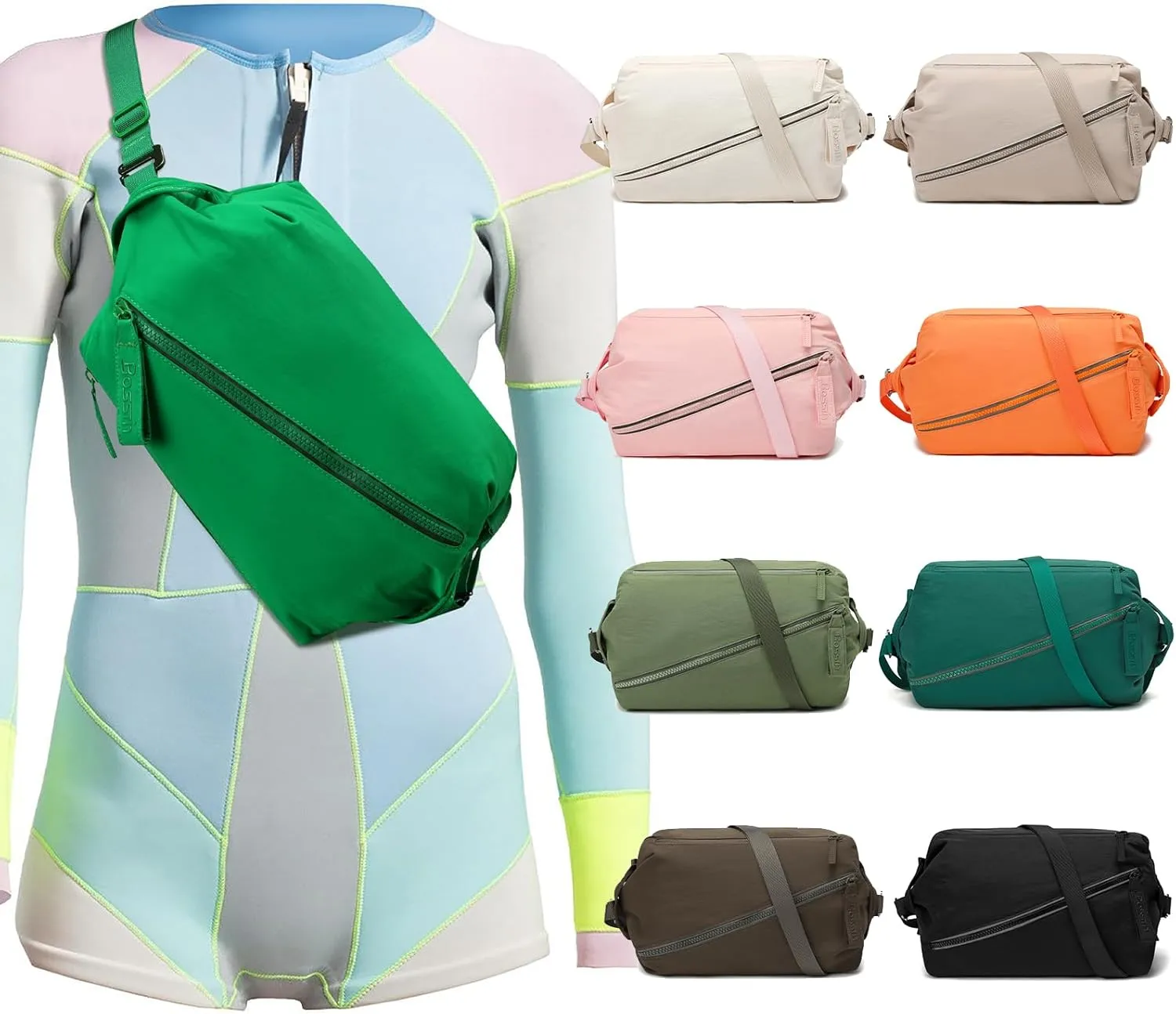 BOSSTIN Small Gym Bag for Women Men, Small Duffle Bag Crossbody Bags for Women, Lightweight Compact Sports Bag for Gym Work Fitness Travel, 3 in 1 Workout Bag-Green