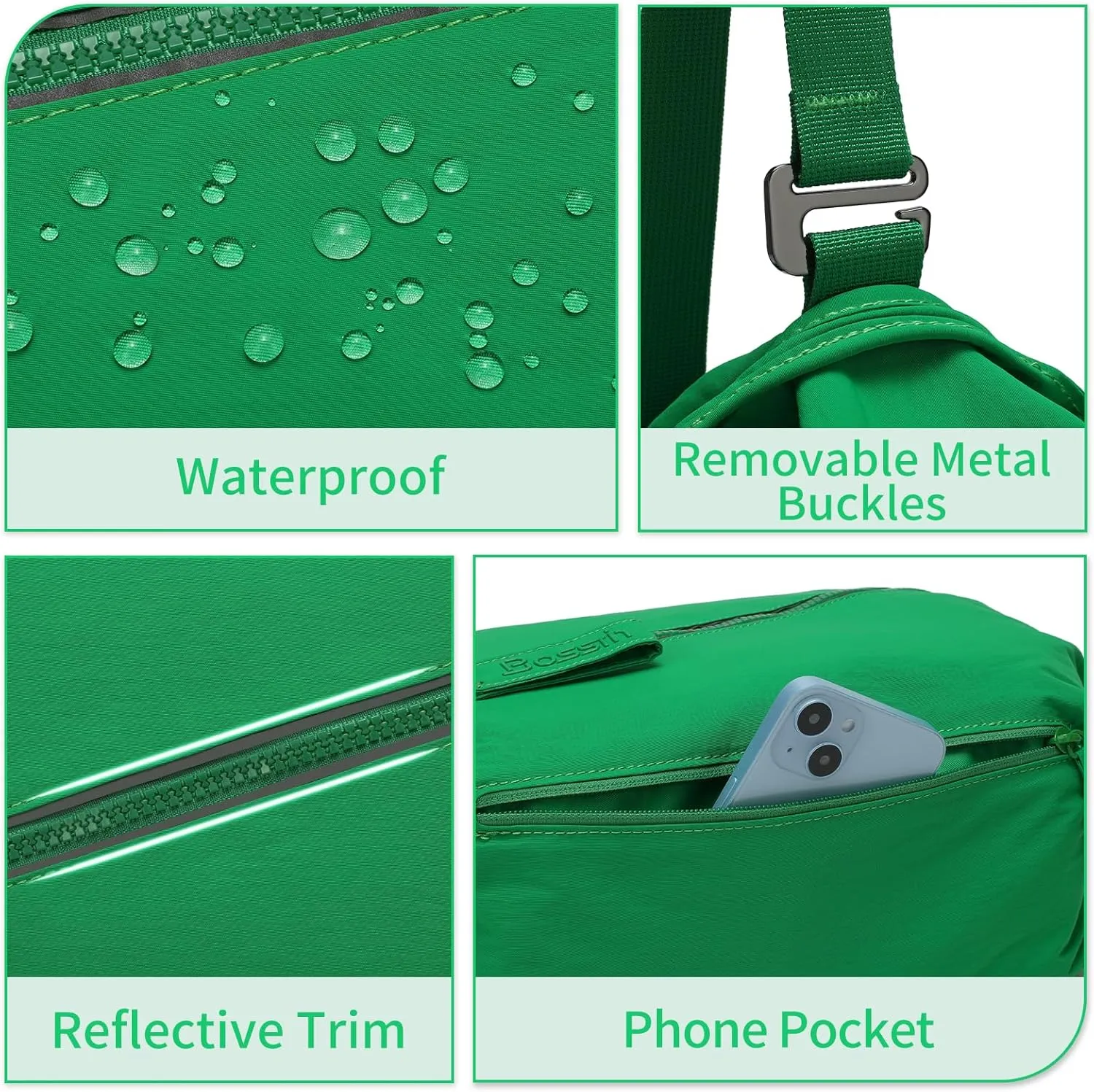 BOSSTIN Small Gym Bag for Women Men, Small Duffle Bag Crossbody Bags for Women, Lightweight Compact Sports Bag for Gym Work Fitness Travel, 3 in 1 Workout Bag-Green