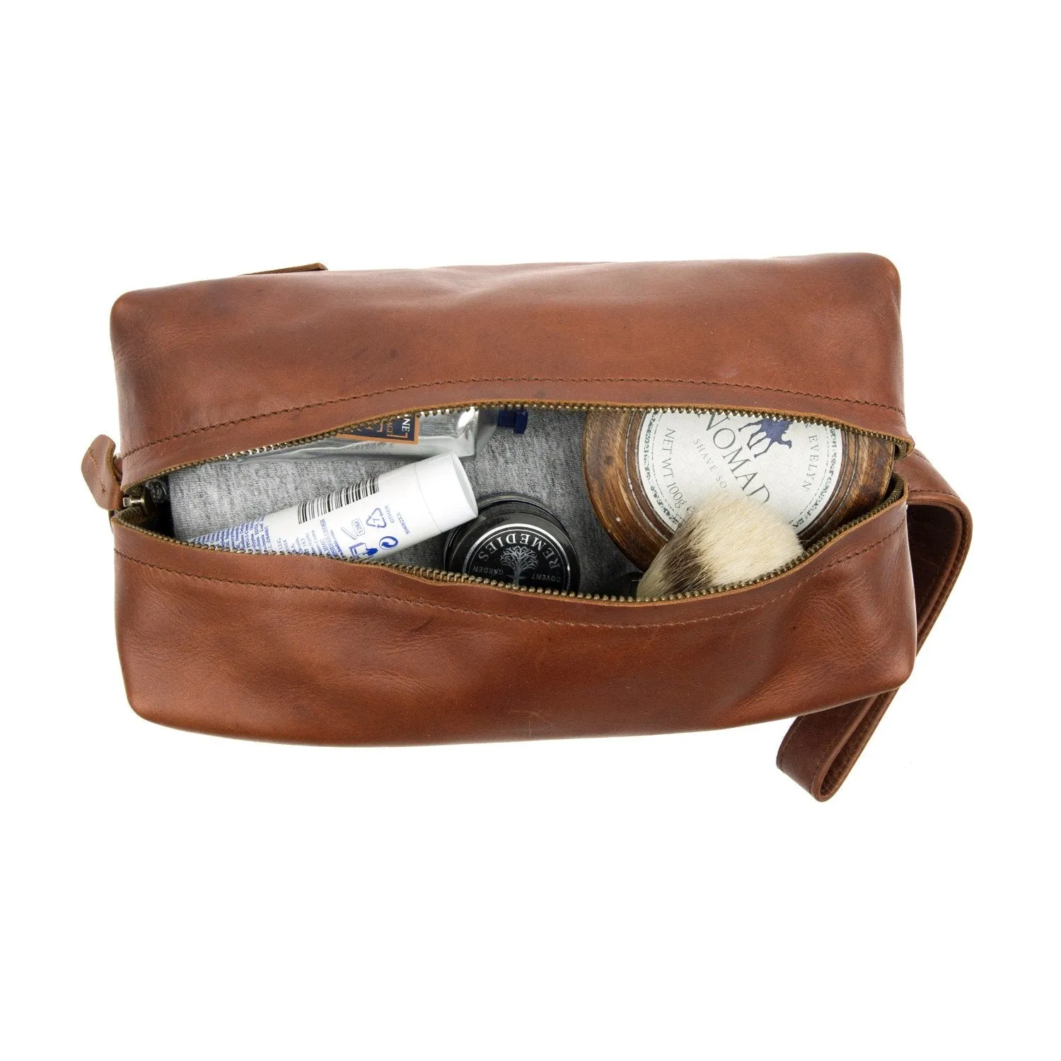 Branded Leather Wash & Cosmetics Bags