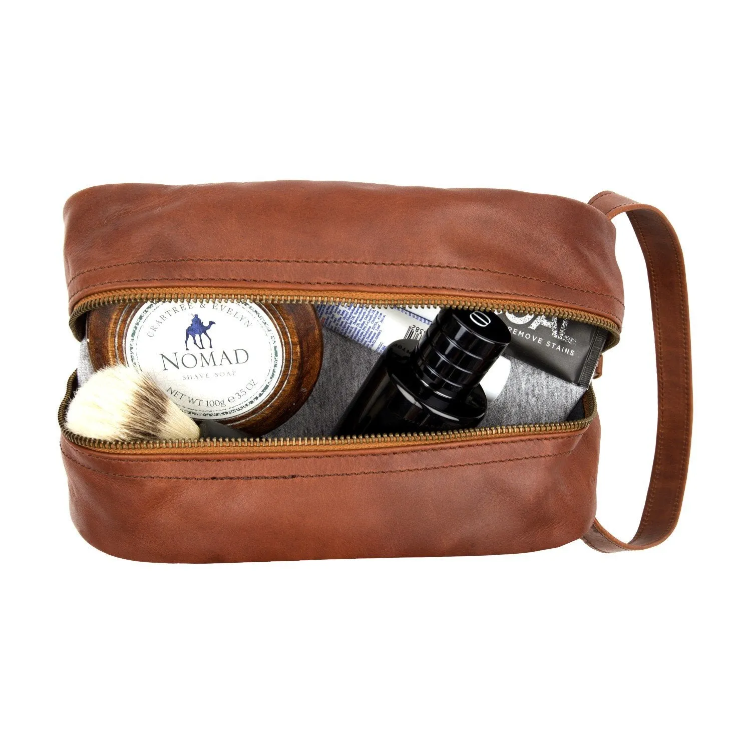 Branded Leather Wash & Cosmetics Bags