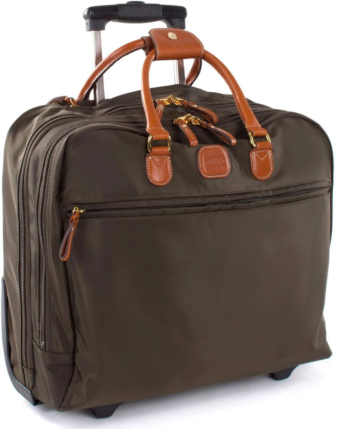 Bric's X-Bag/X-Travel 2.0 - Pilot Bag - Rolling Carry On Luggage - Business - 14 x 15.5-Inch Luggage Laptop Bag, Olive