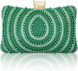 Bridal Wedding Evening Handbags Pearl Beaded Purses for Women Luxury Clutch Bag with Chain