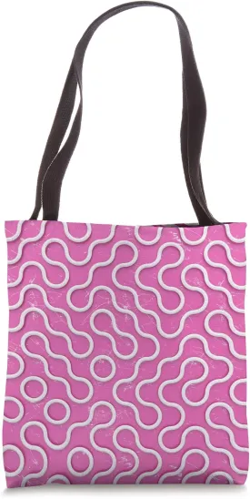 Bubblegum Pink Wavy White Lines Tote Bag