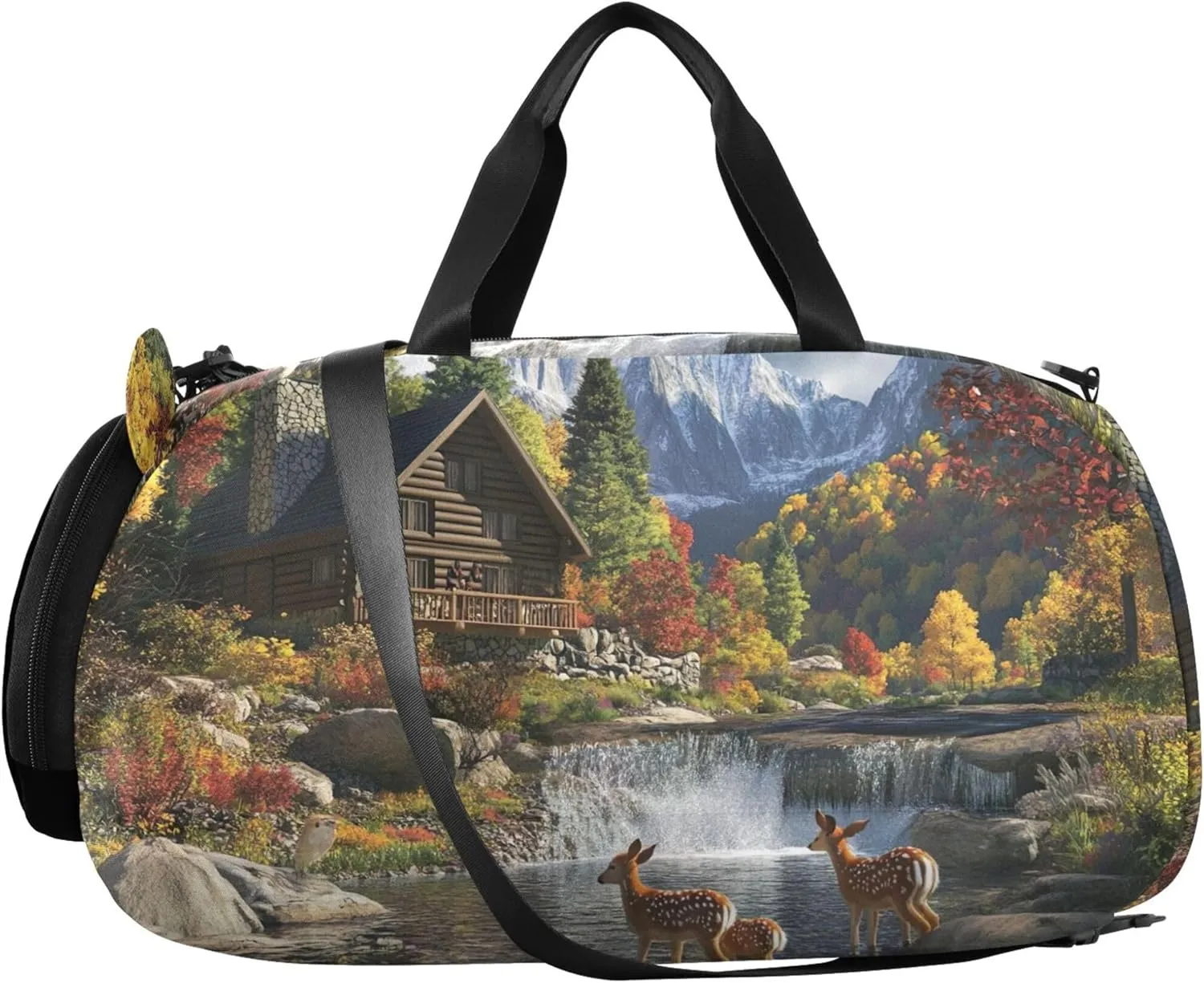 Cabin Mountains Girls Tote Duffle Bags Travel Overnight Weekender Duffel Duffle Bag for Kids Carry on Duffel Bag Boy