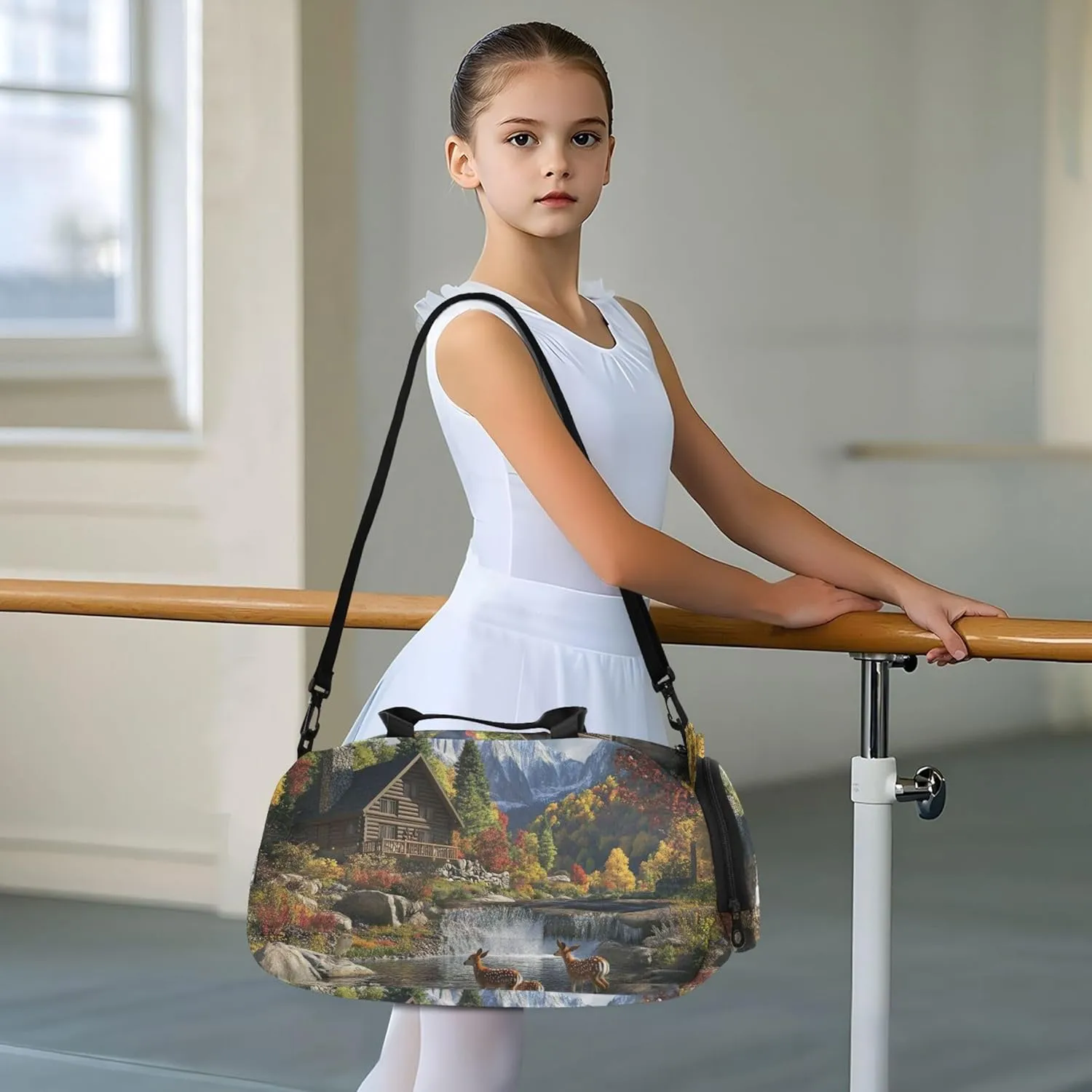 Cabin Mountains Girls Tote Duffle Bags Travel Overnight Weekender Duffel Duffle Bag for Kids Carry on Duffel Bag Boy