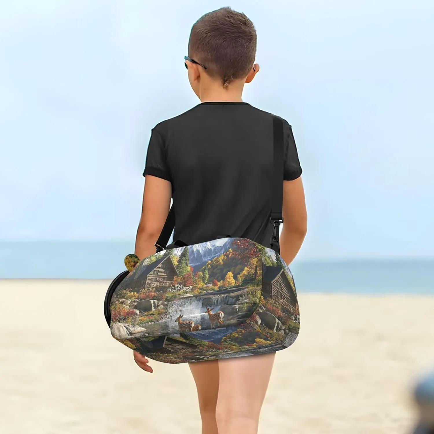 Cabin Mountains Girls Tote Duffle Bags Travel Overnight Weekender Duffel Duffle Bag for Kids Carry on Duffel Bag Boy