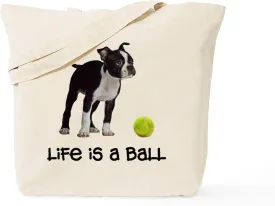 CafePress Boston Terrier Life Tote Bag Reusable Natural Beige Canvas Shopping Bag