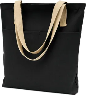 Canvas Aesthetic Tote Bag with Zipper and Pockets for Women Men