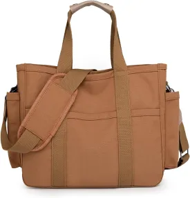 Canvas Crossbody Tote Bag with Multi Pockets for Women Work Large Handbags Shoulder Bag Messenger Bag Travel Purse