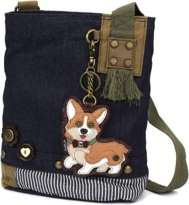Chala Patch Cross-Body Women Handbag, Blue Denim Canvas Messenger Bag