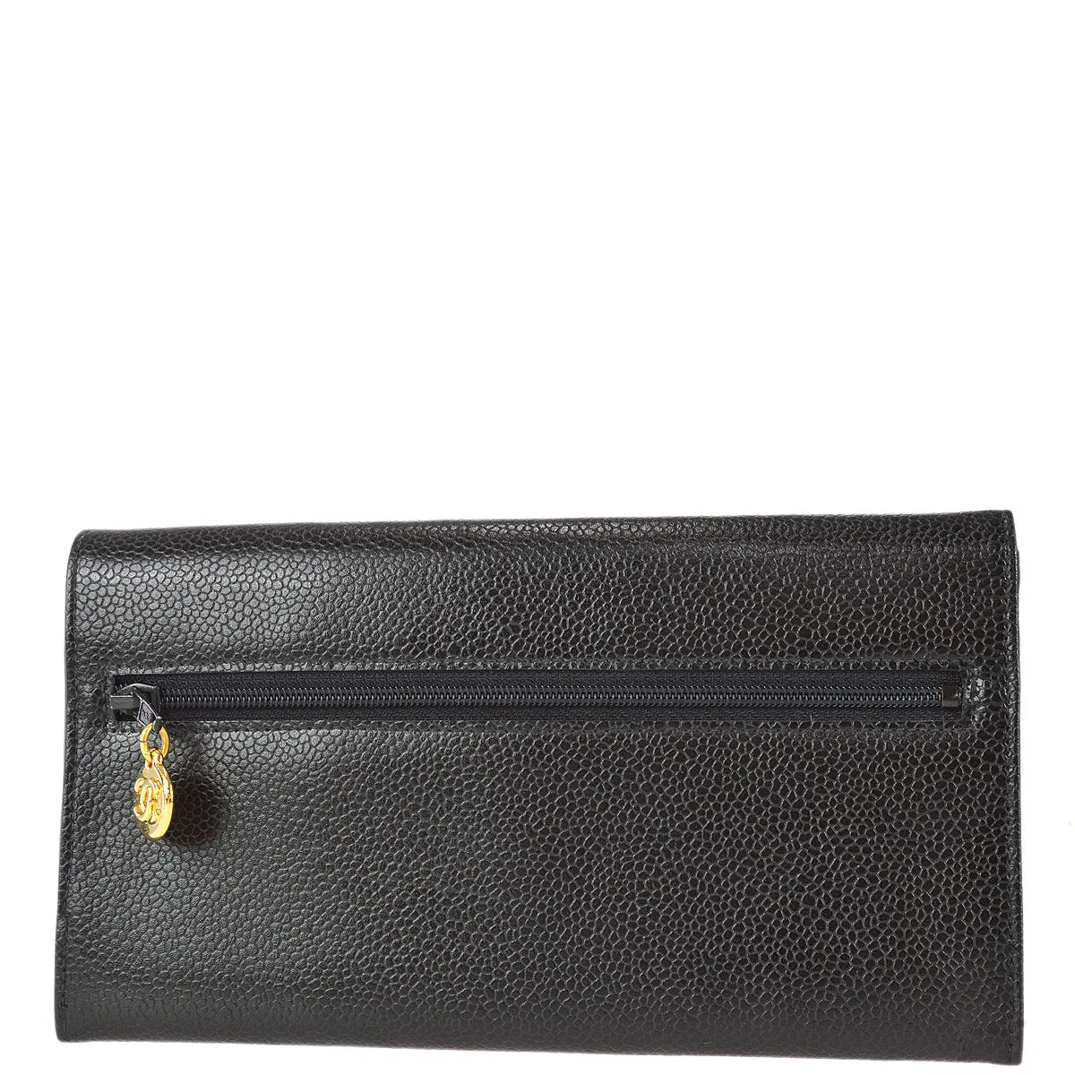 Chanel 1997-1999 Timeless Long Wallet Black Caviar