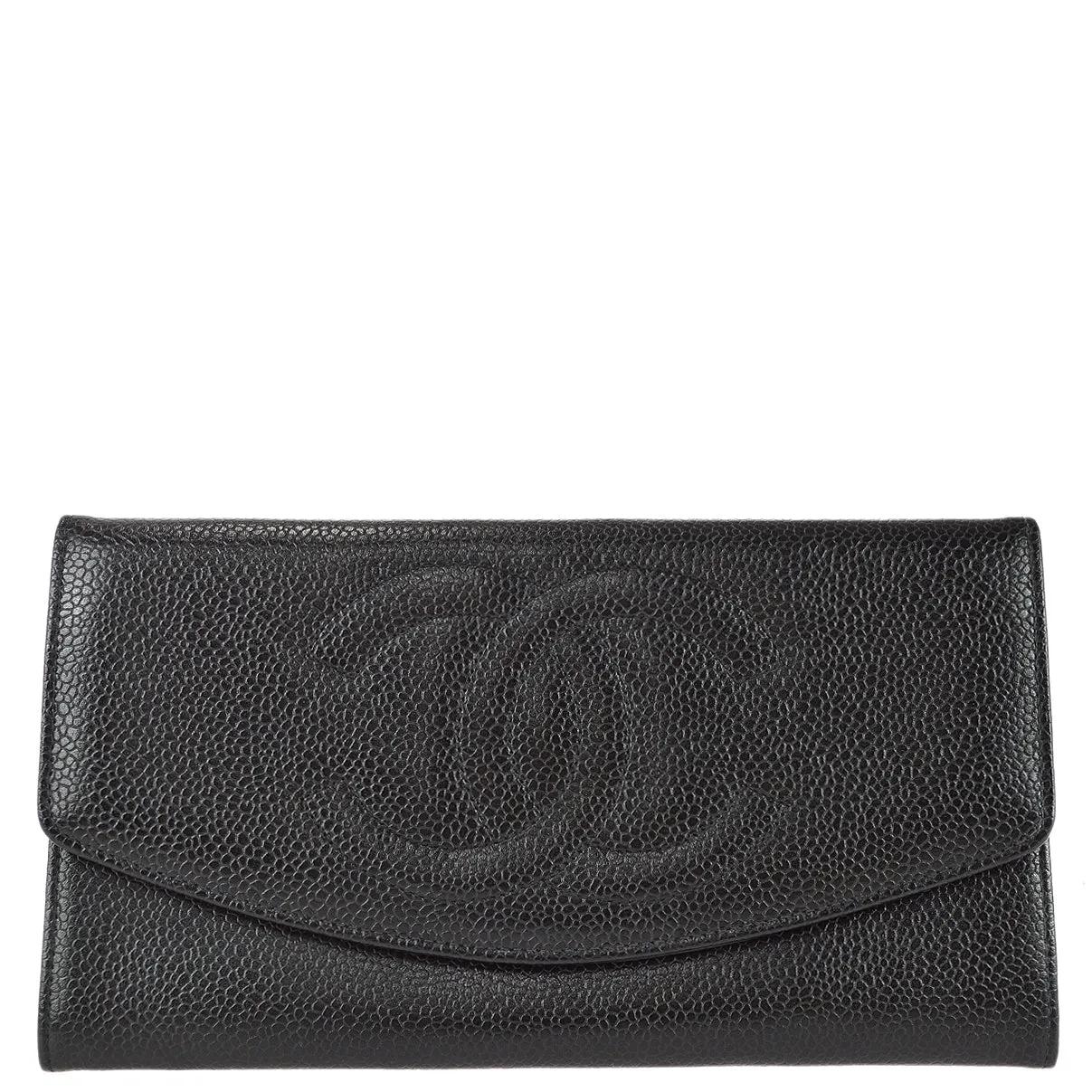 Chanel 1997-1999 Timeless Long Wallet Black Caviar