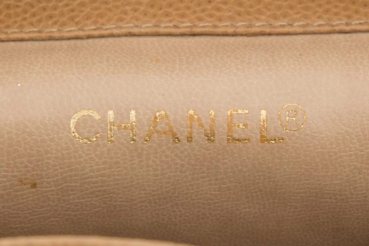 Chanel 2014 Beige Caviar CC Timeless Sling Backpack