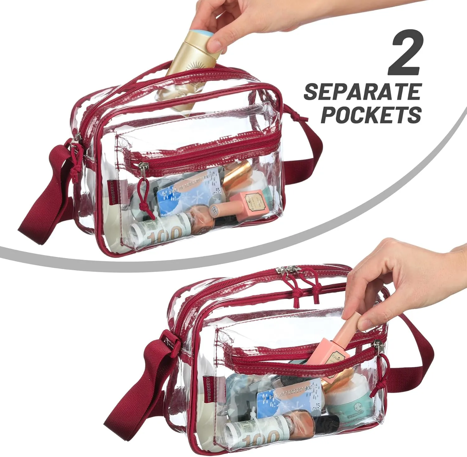 Clear messenger shoulder bag plastic womens crossbody stadium transparent purse work concerts see through