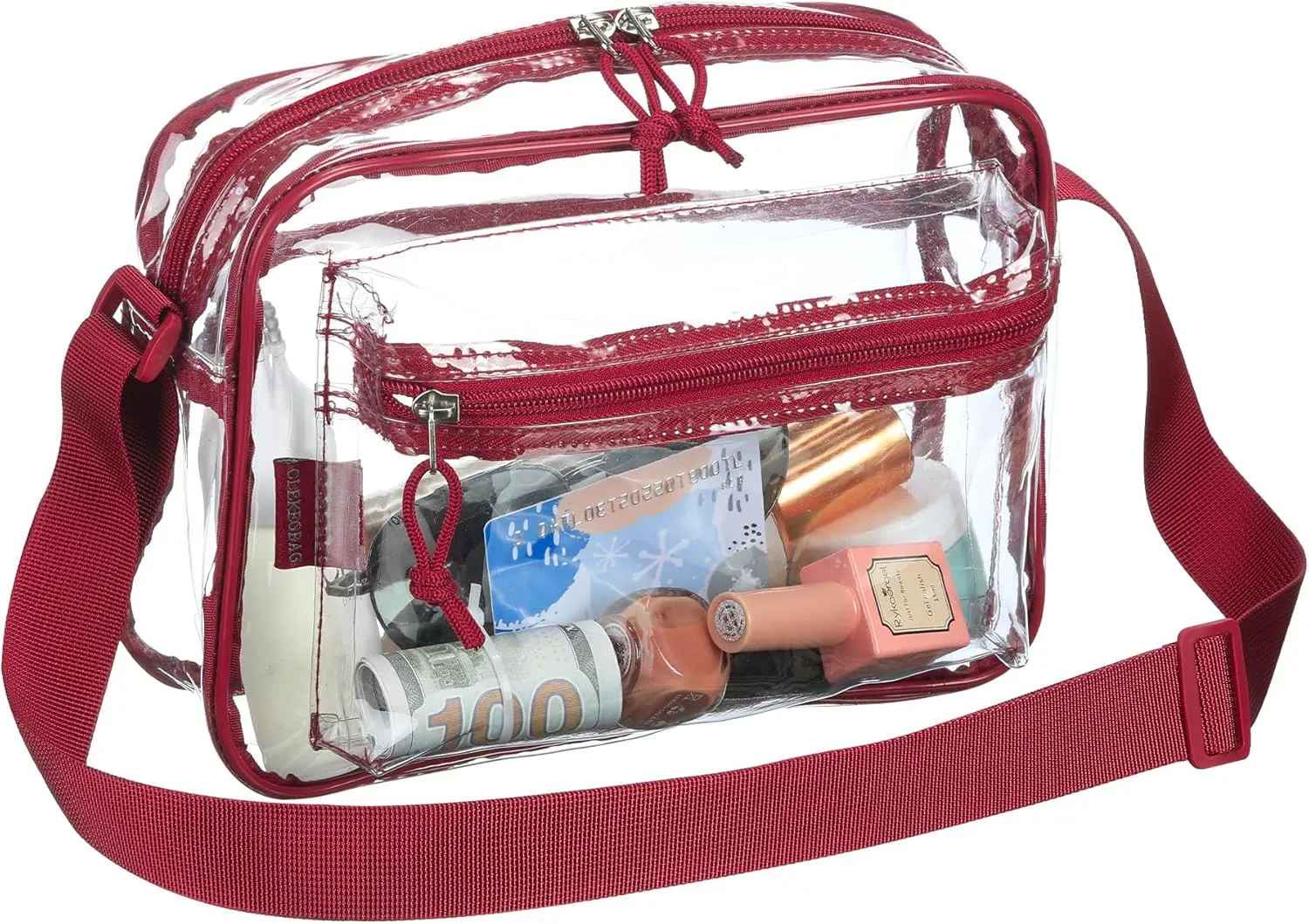 Clear messenger shoulder bag plastic womens crossbody stadium transparent purse work concerts see through