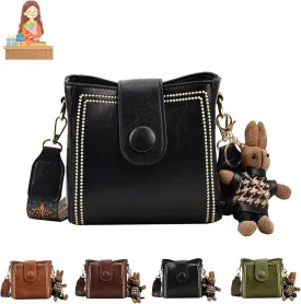 CLOUDEMO Vintage Fashion Bag with Adjustable Wider Shoulder Strap, Vintage Retro Small Water Bucket Bag for Women (Black)