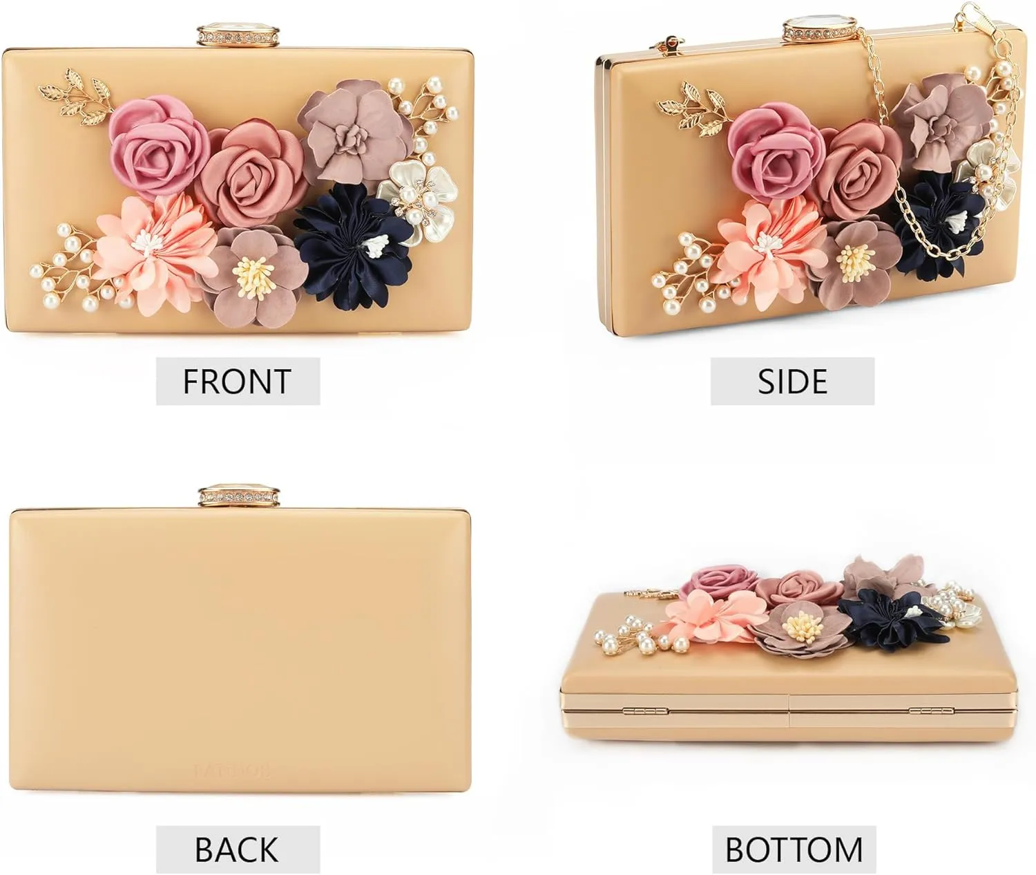 Clutch Purses for Women, Evening Clutch Clutch Purses for Women Formal, Banquet Bag with Floral Decoration, Gatherings