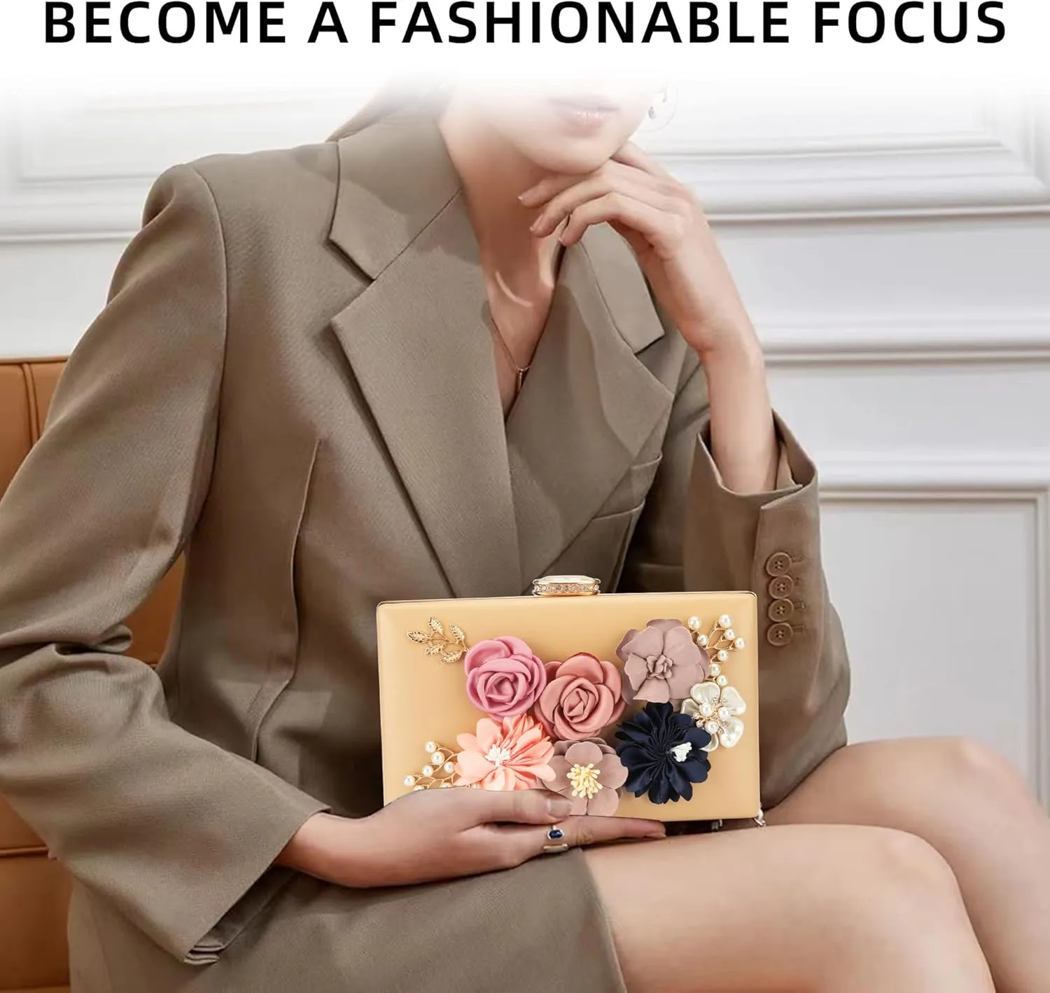 Clutch Purses for Women, Evening Clutch Clutch Purses for Women Formal, Banquet Bag with Floral Decoration, Gatherings