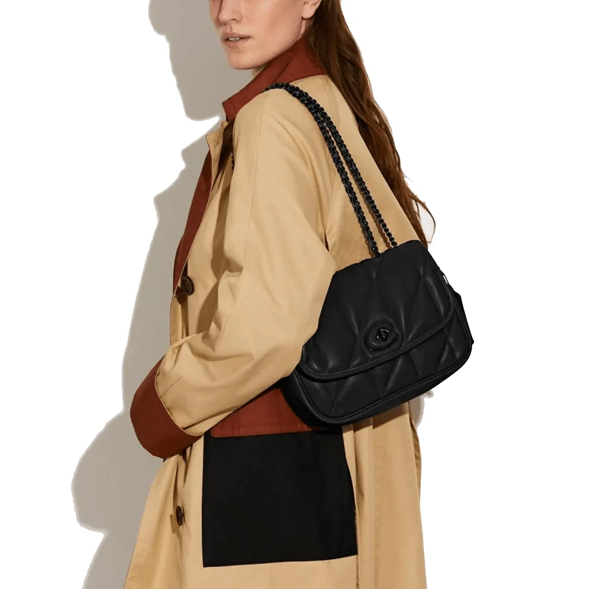 Coach Pillow Madison Shoulder Bag With Quilting V5/Black