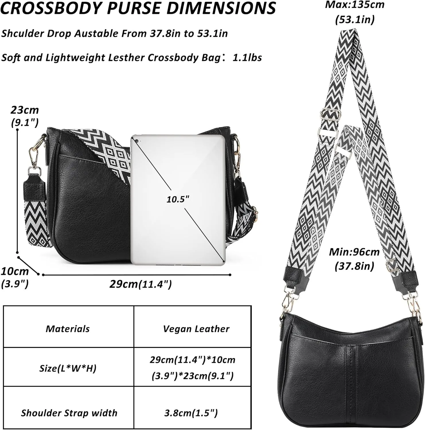 Crossbody Bags for Women Vegan Leather Purses for Women Hobo Bag Shoulder Bag Handbags for Shopping Work