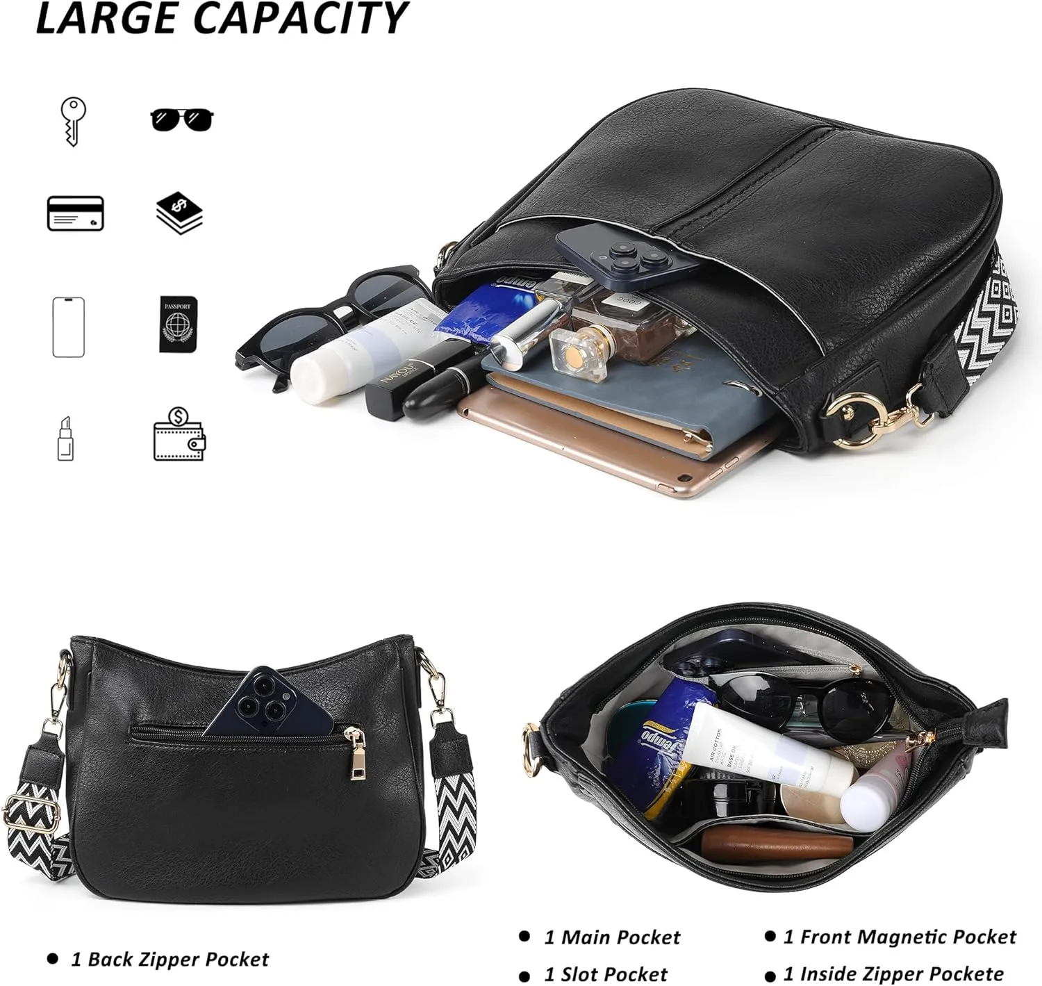 Crossbody Bags for Women Vegan Leather Purses for Women Hobo Bag Shoulder Bag Handbags for Shopping Work