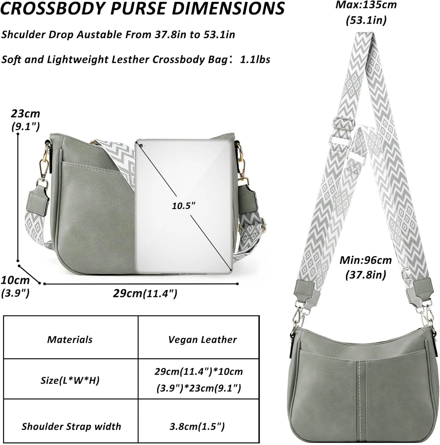 Crossbody Bags for Women Vegan Leather Purses for Women Hobo Bag Shoulder Bag Handbags for Shopping Work