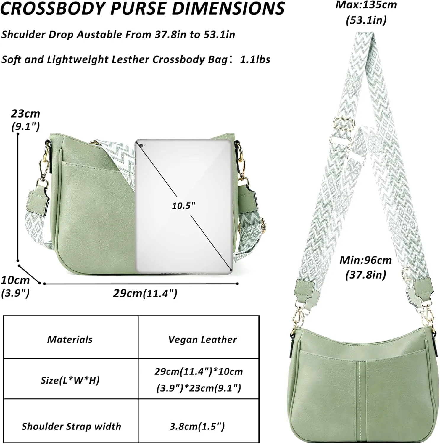 Crossbody Bags for Women Vegan Leather Purses for Women Hobo Bag Shoulder Bag Handbags for Shopping Work