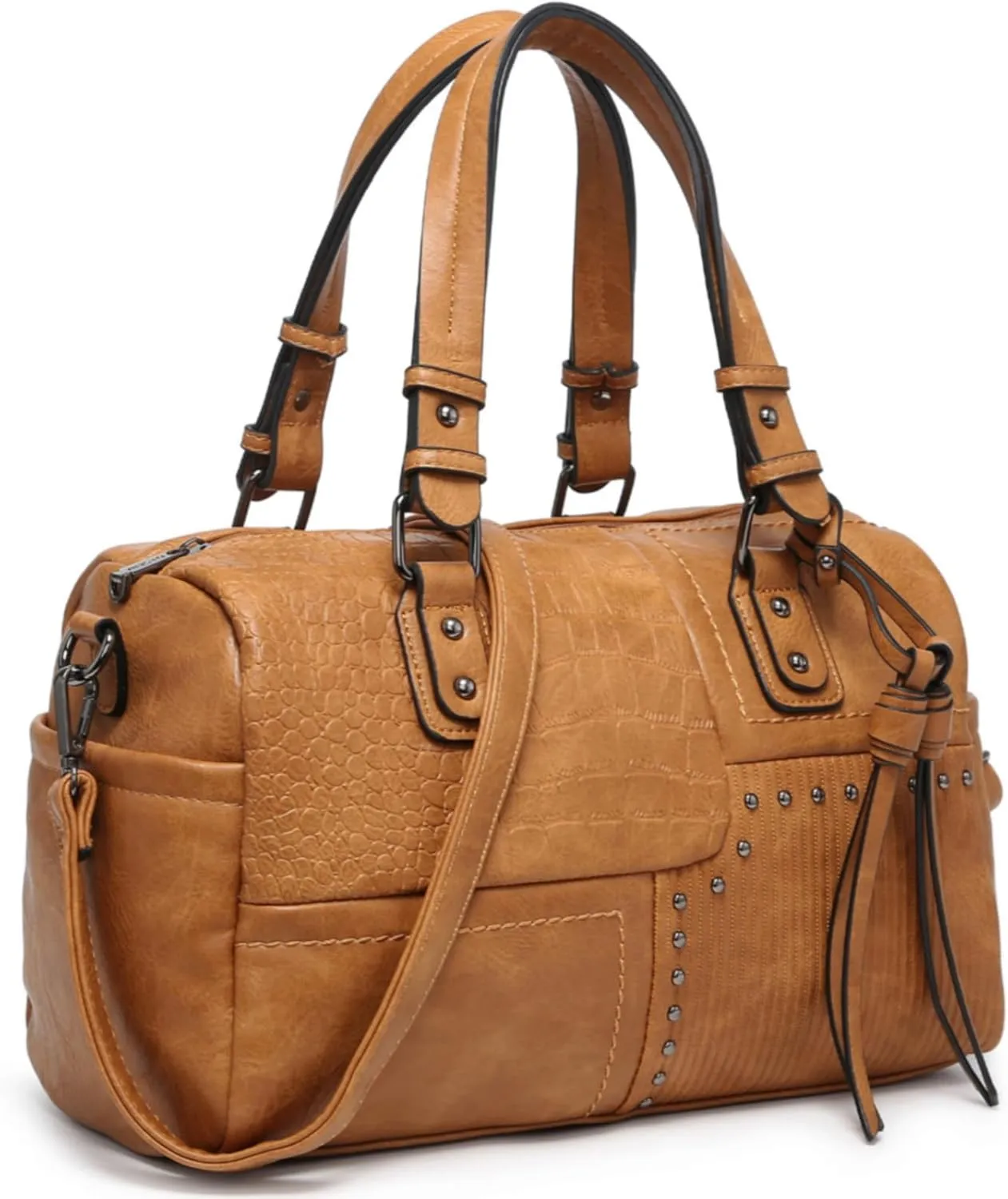 Dasein Women Soft Vegan Leather Barrel Bags Large Hobo Top Handle Work Totes Satchel Handbags Shoulder Purse