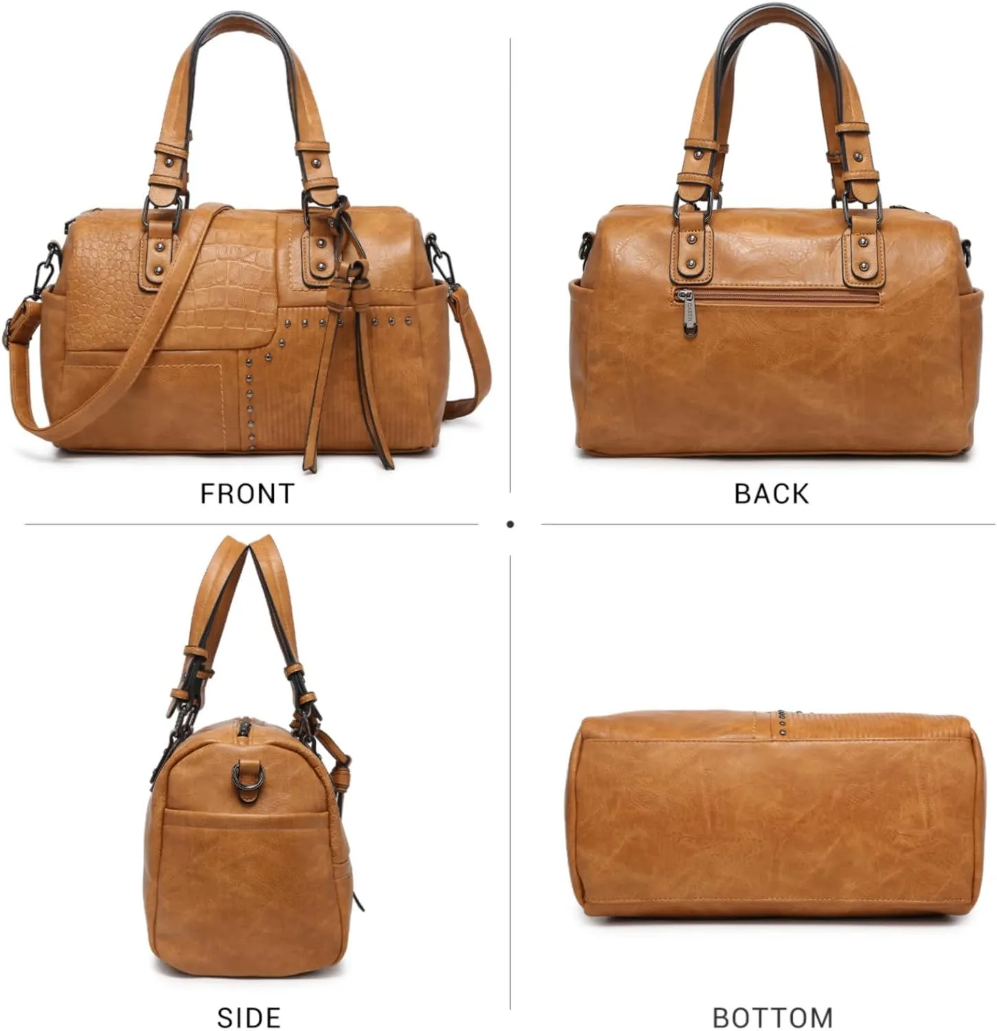 Dasein Women Soft Vegan Leather Barrel Bags Large Hobo Top Handle Work Totes Satchel Handbags Shoulder Purse