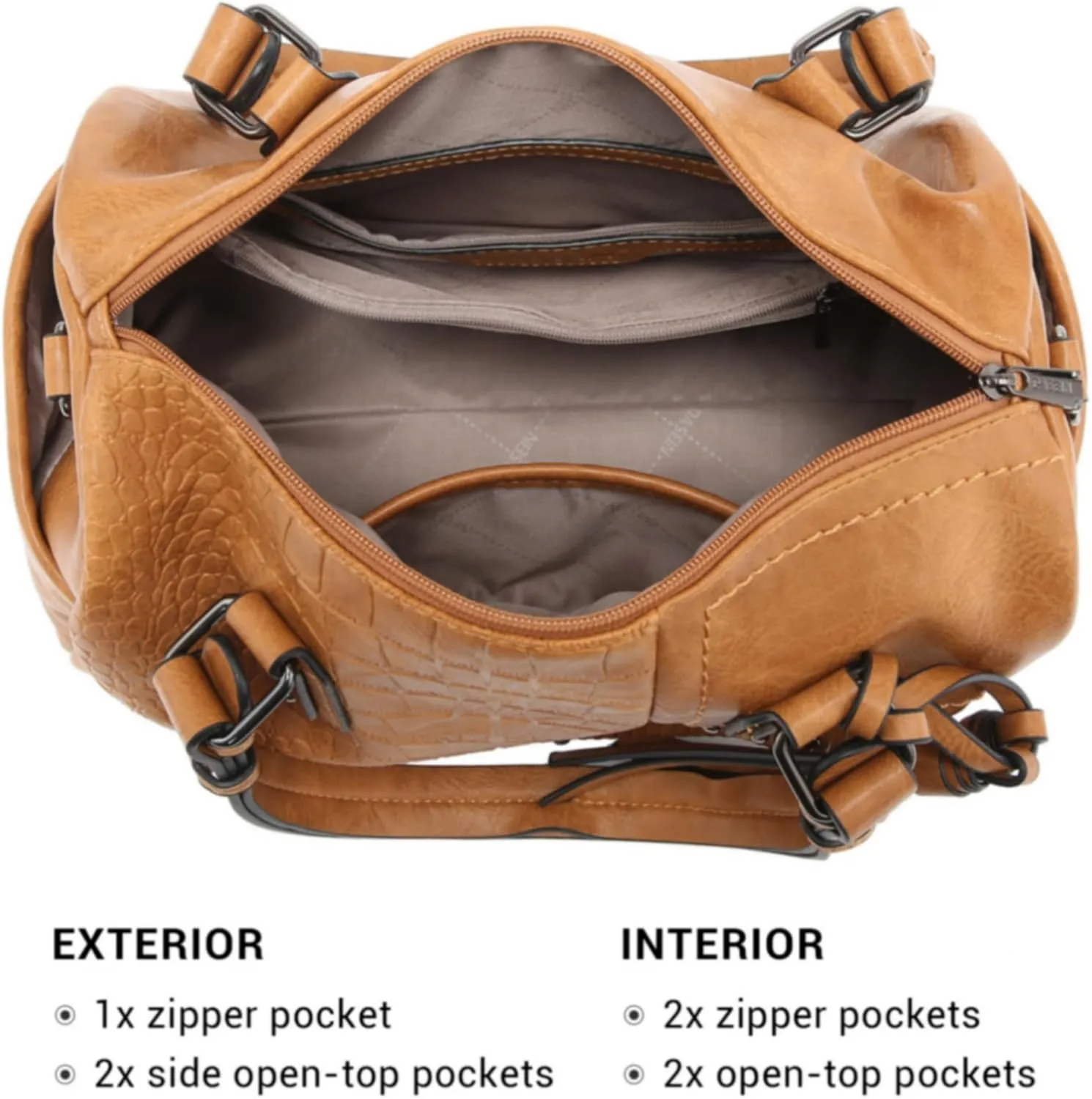 Dasein Women Soft Vegan Leather Barrel Bags Large Hobo Top Handle Work Totes Satchel Handbags Shoulder Purse