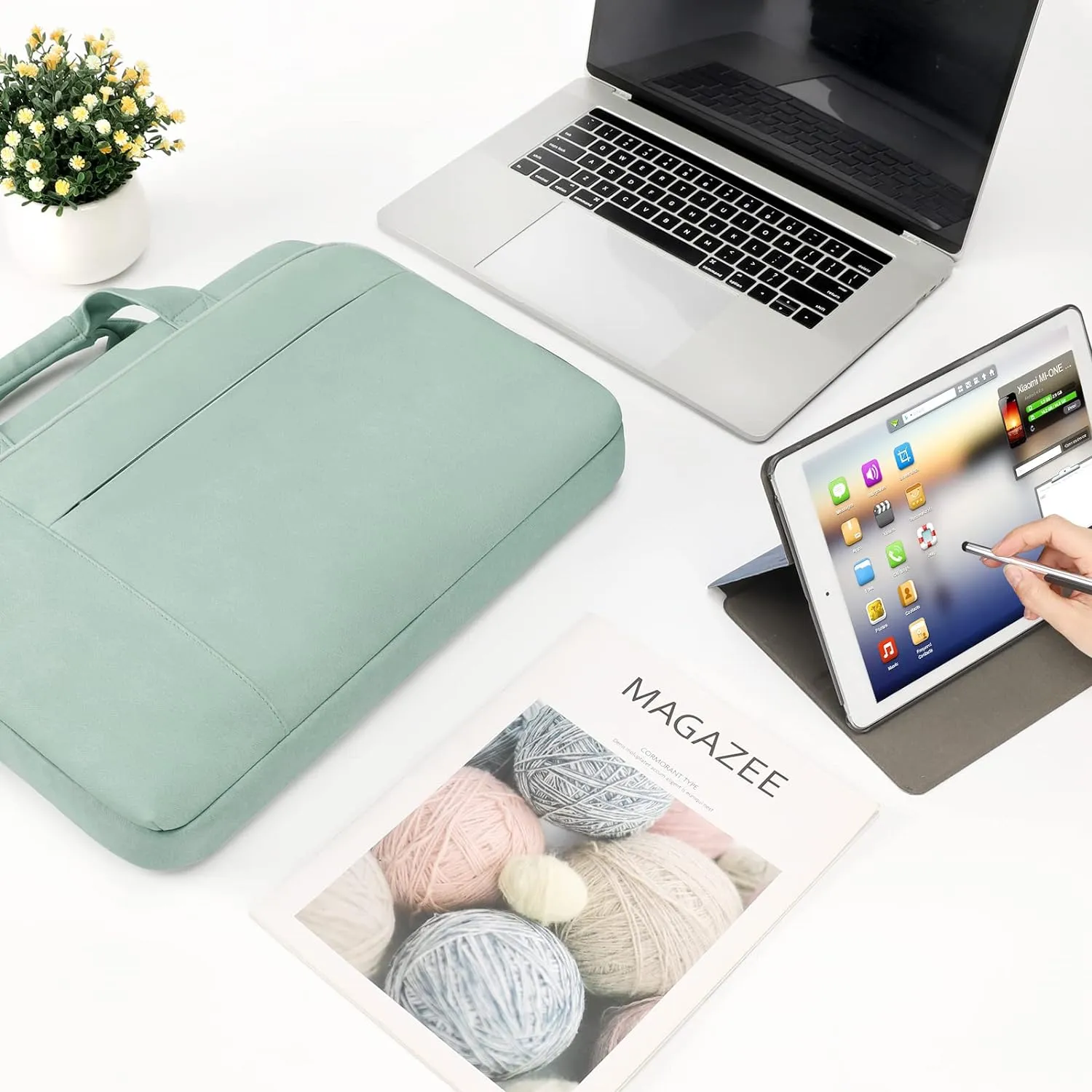 DOMISO 15.6 inch Laptop Bag Business Briefcase Water-resistant Notebook Messenger Shoulder Bag for 15.6" ASUS ZenBook Chromebook 15/HP Pavilion 15 Envy 15/Lenovo Ideapad ThinkPad,Sage Green