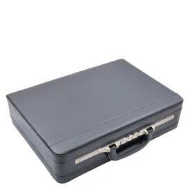 DR496 Attache Briefcase Classic Faux Leather Bag Black Large
