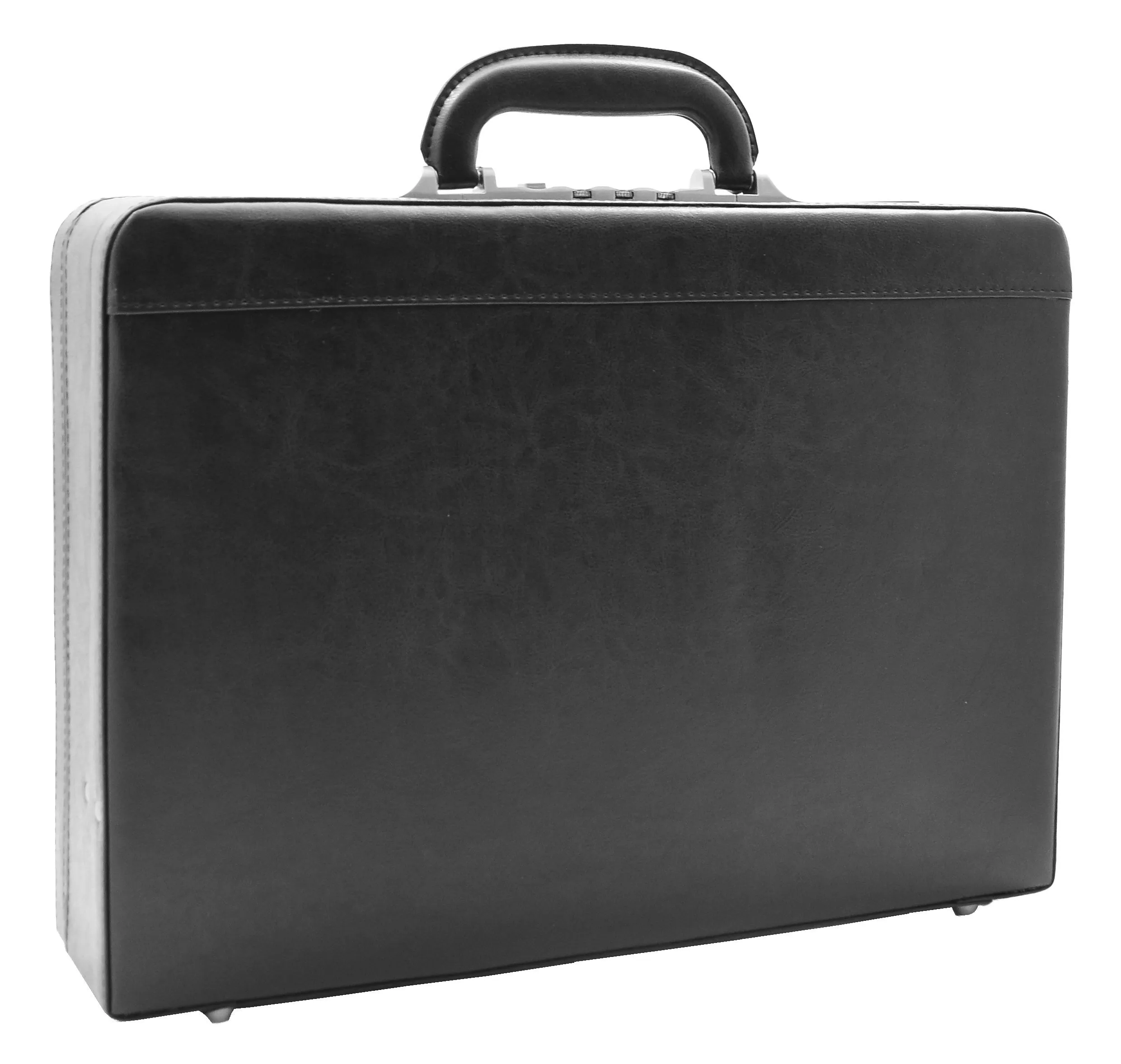 DR496 Attache Briefcase Classic Faux Leather Bag Black Large
