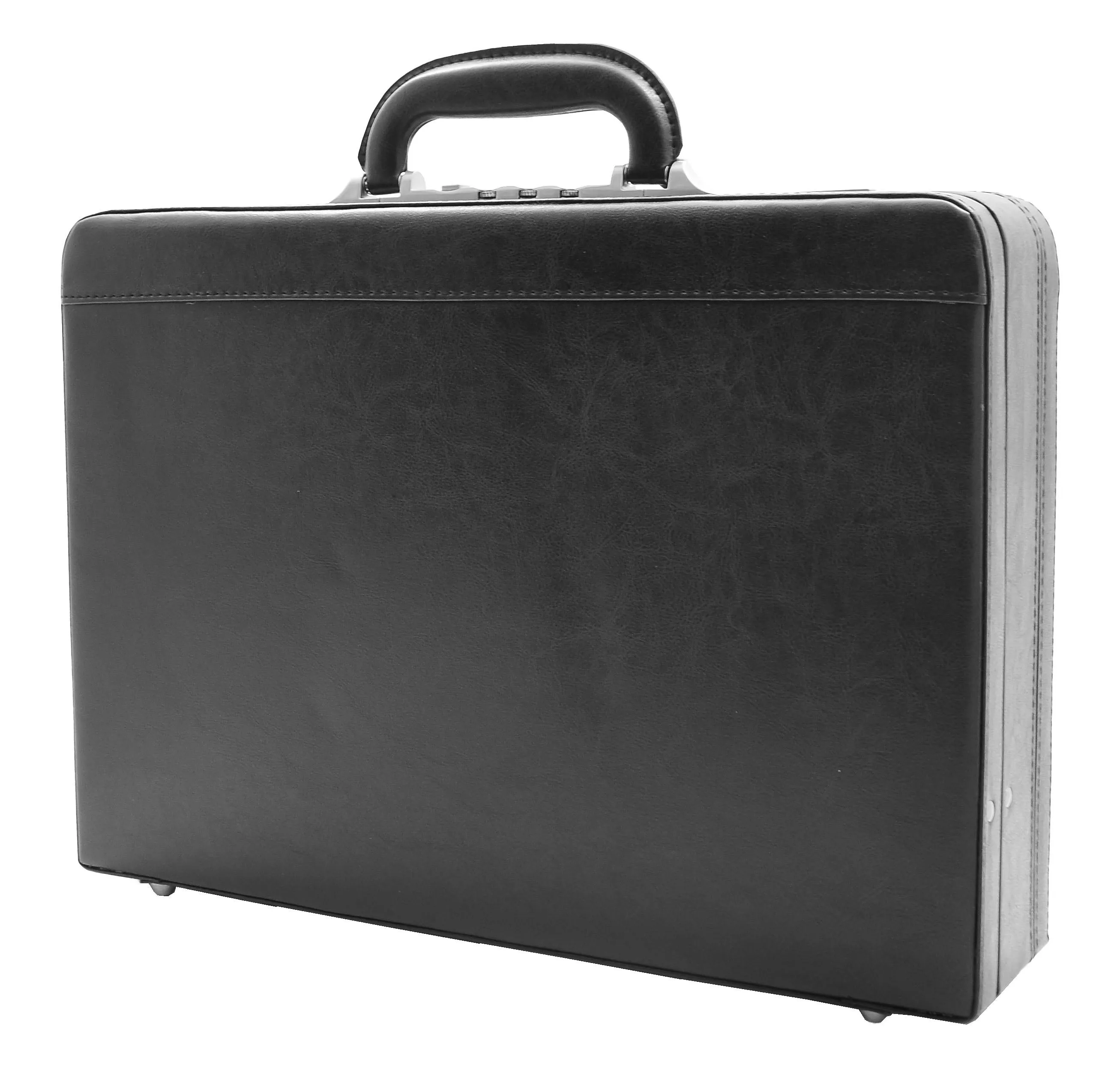 DR496 Attache Briefcase Classic Faux Leather Bag Black Large