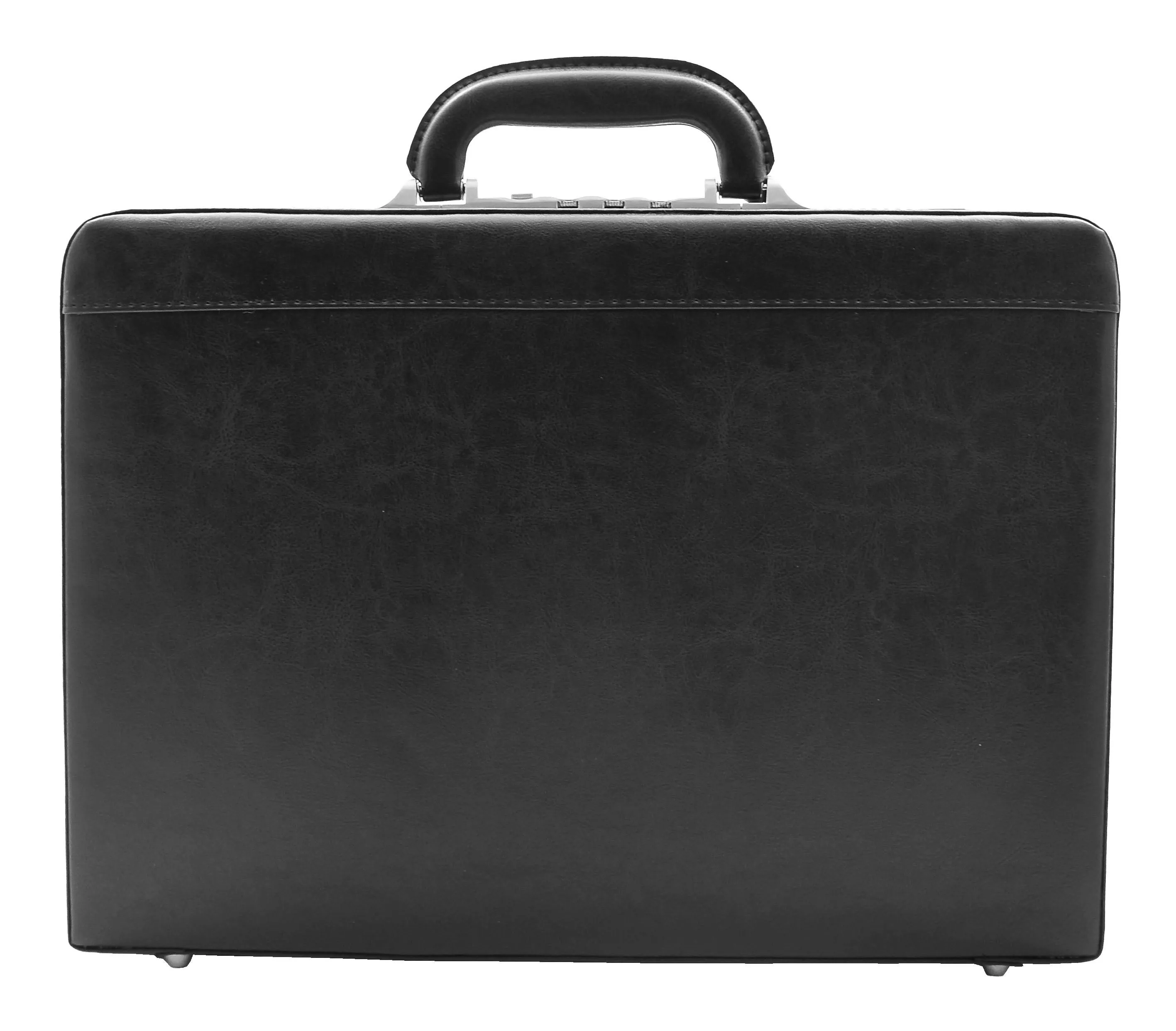 DR496 Attache Briefcase Classic Faux Leather Bag Black Large