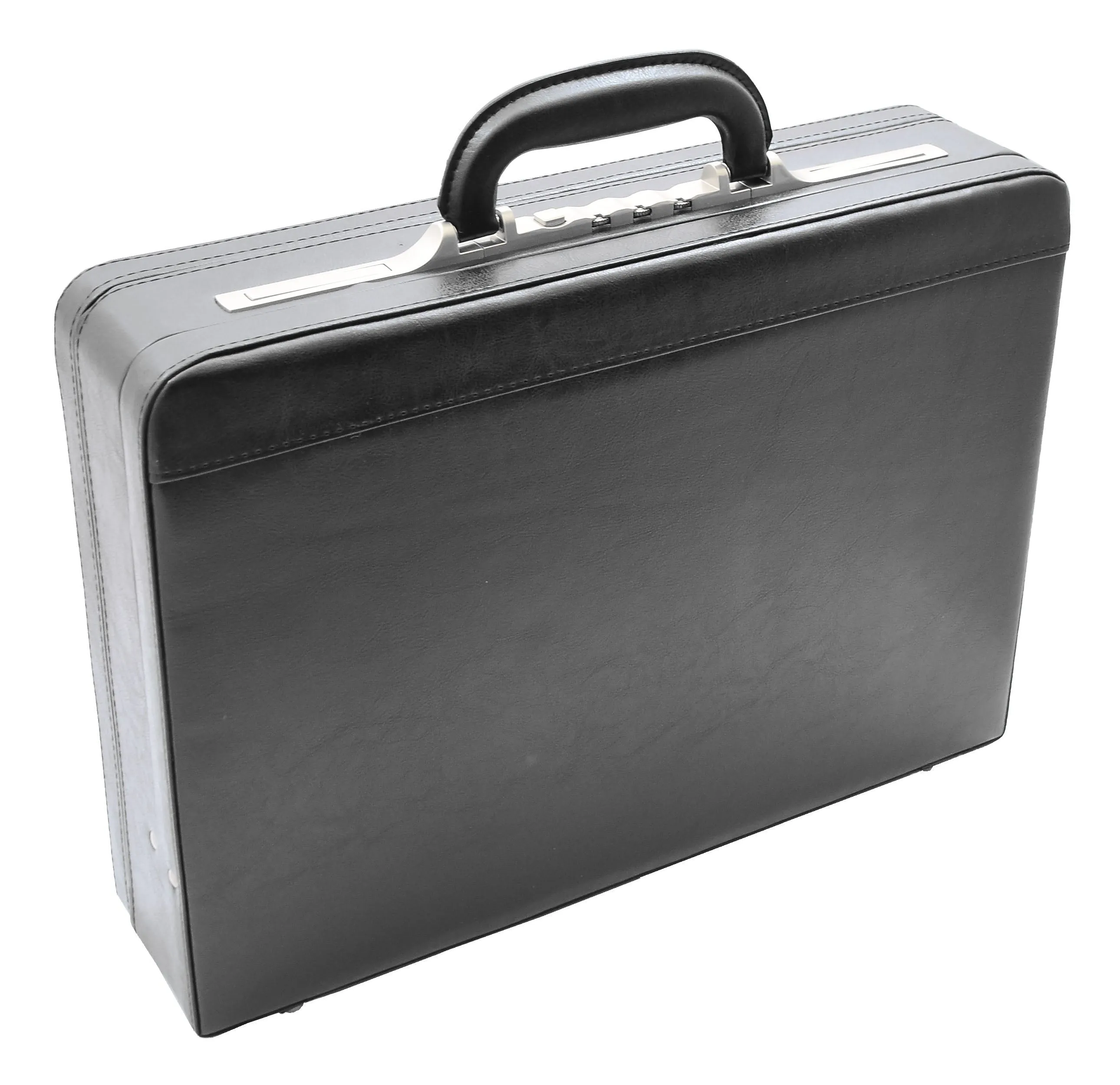 DR496 Attache Briefcase Classic Faux Leather Bag Black Large