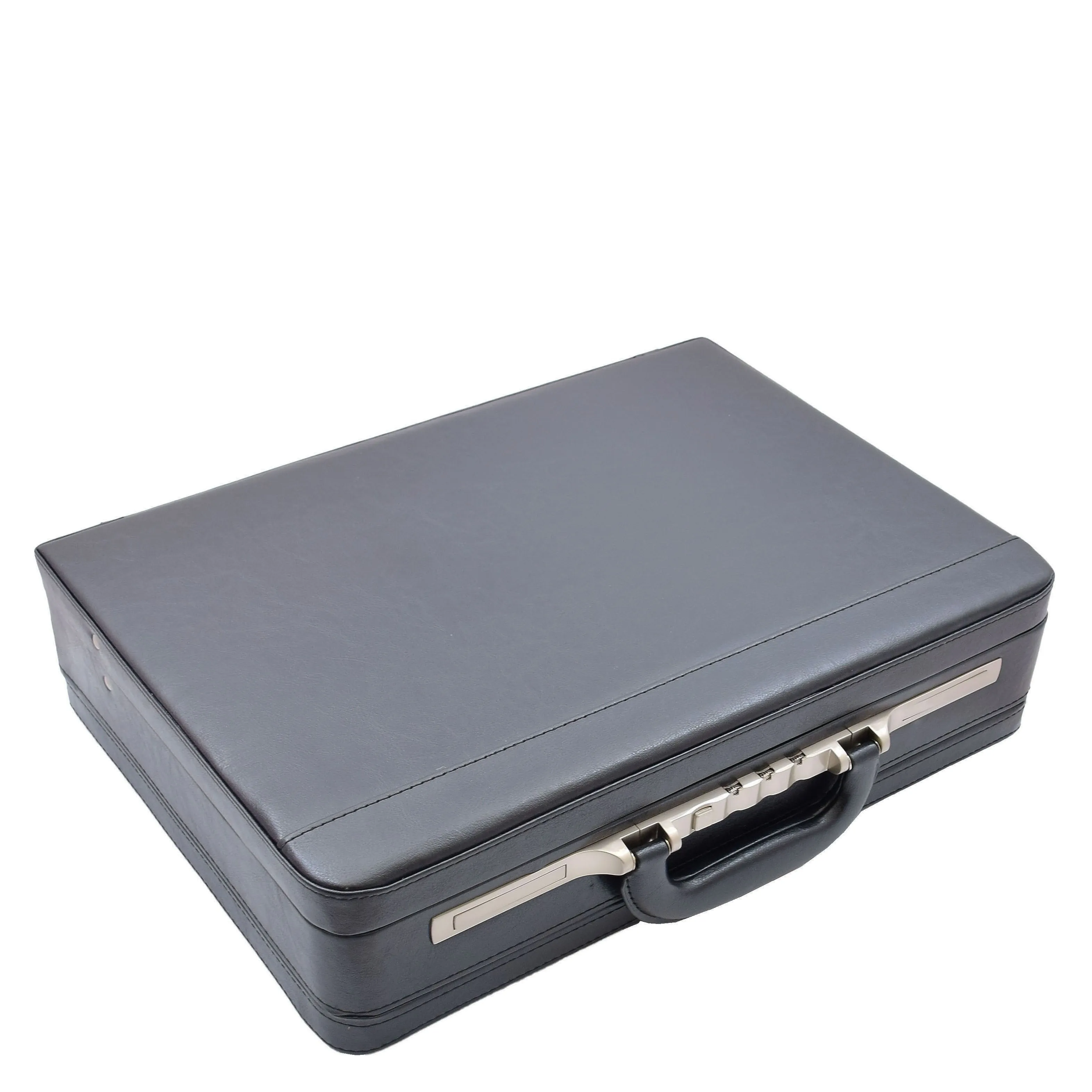 DR496 Attache Briefcase Classic Faux Leather Bag Black Large