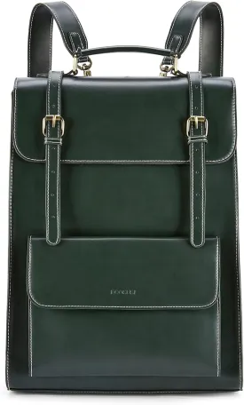 ECOSUSI Laptop Backpack for Women PU Leather Backpack Vintage for Laptop 15.6 inches Computer Bag College Bookbag