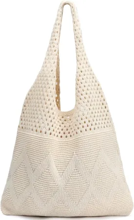 EIMMBD Crochet Bags for Women Beach Totes Bags Aesthetic Summer Tote Shoulder Hippie Bag Knit Bag
