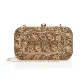 Elegant Clutch with Floral Bead Work | Detachable Chain Strap | 22x3x13 cm | Silver