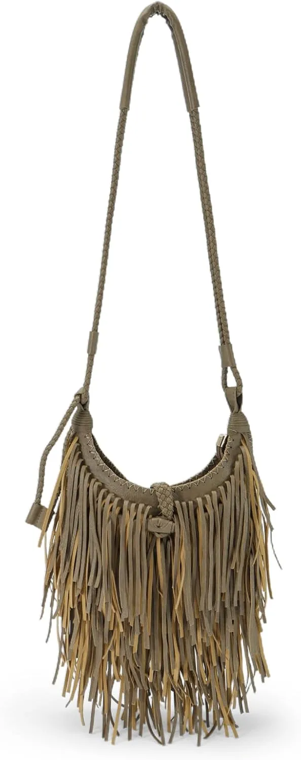 Emprier Vintage Fringe hobo bags for Women Vegan Faux Suede Leather Tassel Crossbody Bag Fringe Purse