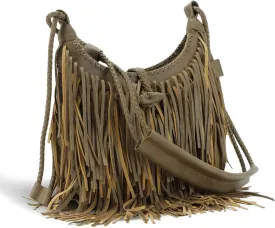 Emprier Vintage Fringe hobo bags for Women Vegan Faux Suede Leather Tassel Crossbody Bag Fringe Purse
