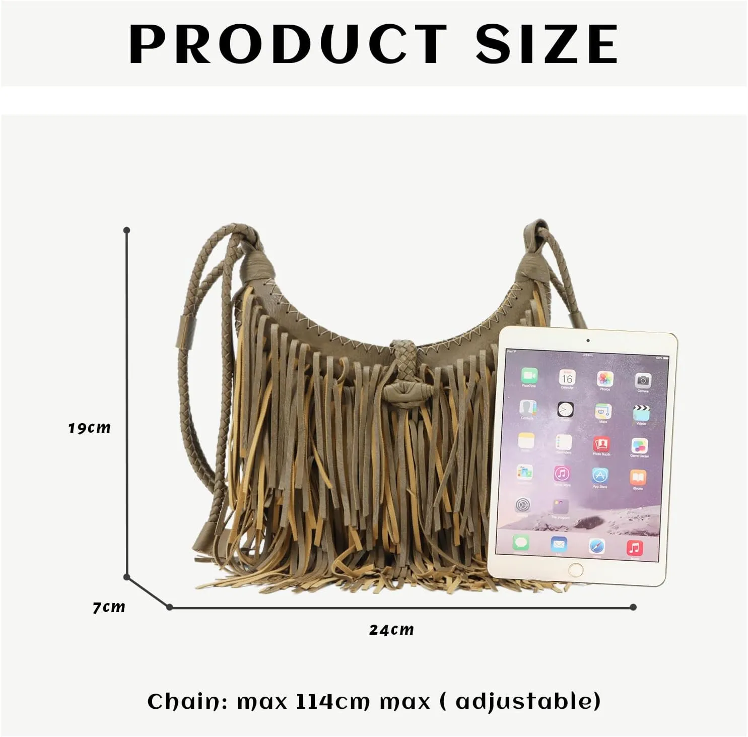 Emprier Vintage Fringe hobo bags for Women Vegan Faux Suede Leather Tassel Crossbody Bag Fringe Purse