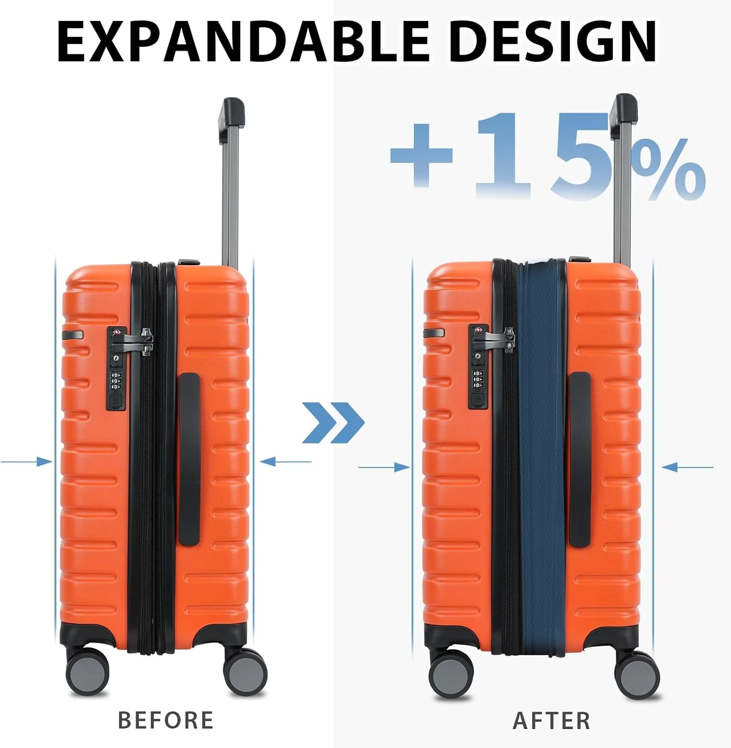 EMPSIGN Carry On Luggage with Spinner Wheels, Hard Shell Carry-On Suitcase 21x14x9 Airline Approved & Built-in TSA Lock, Durable Travel Rolling Suitcase, Carry-On 20-Inch, Orange