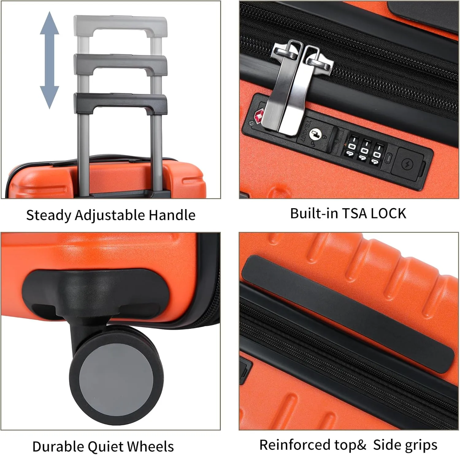 EMPSIGN Carry On Luggage with Spinner Wheels, Hard Shell Carry-On Suitcase 21x14x9 Airline Approved & Built-in TSA Lock, Durable Travel Rolling Suitcase, Carry-On 20-Inch, Orange