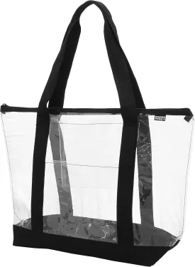 Ensign Peak Clear ZIPPER tote with color trim and bottom, Black trim,One Size