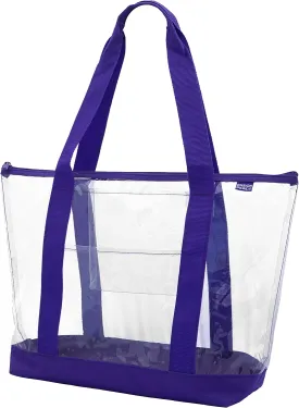 Ensign Peak Clear ZIPPER tote with color trim and bottom (Purple trim)